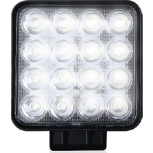 Dodo LED Çalışma Lambası Kare 16 LED 48W 10-30V 45MM Kalın Tip