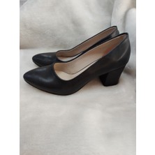 Çiğdem Kundura Carolın-Kadın Kalın Topuklu Sivri Burun Klasik Ayakkabı(Aa7) - Siyah - 41