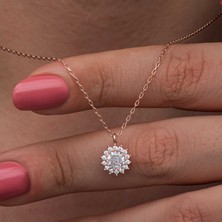 Mevafa 925 Ayar Gümüş Rose Minimal Yuvarlak Anturaj Kadın Kolye
