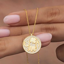 Mevafa 925 Ayar Gümüş Gold Fil Motifli Şans Kadın Kolye