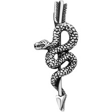 Mevafa 925 Ayar Gümüş Yılan Erkek Kolye Ucu