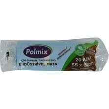 Polmix Çöp Torbası Orta Boy 55x60cm 150gr 25MIKRON 30lt Mavi Rulo 20 Adet