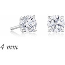 Mevafa Gümüş Yuvarlak Tek Taş Zirkon Küpe - 4 mm
