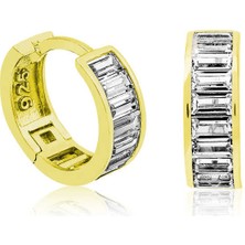 Mevafa ​gümüş Gold Baget Taşlı Halka Küpe