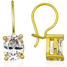 Mevafa ​925 Ayar Gümüş Gold Sallantılı Oval Damla Küpe