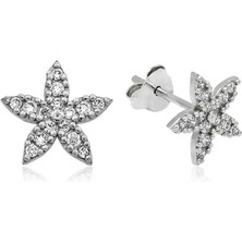 Mevafa 925 Ayar Gümüş Çiçek Çivili Küpe