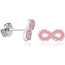 Mevafa Gümüş Pembe Sonsuzluk Çivili Küpe