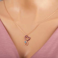 Mevafa Gümüş Rose Kalpli Kelebek Kadın Kolye