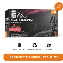 Reflex Flex Eldiven Tek Kullanımlık Pudrasız Siyah L - XL Beden Eldiven 2 x 100'lü