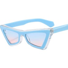 Funeyes Poligon Kedi Gözü Degerade Güneş Gözlüğü Turkuaz Renk Göz Alıcı Tasarım