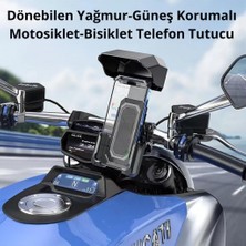 Coofbe Sarsılmaz Sıkı Gidon Tutuşlu Güneş Yağmur Korumalı Scooter Bisiklet Motosiklet Telefon Tutucu