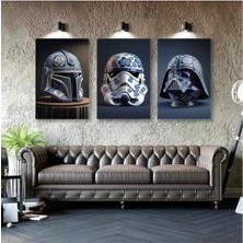 Ar Ajans Kanvas Tablo Star Wars Darth Wader Jedi Stormtrooper Maskesi Çini Seramik Üçlü Kombin Kanvas Tablo