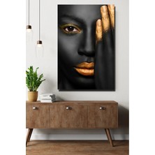 Ar Ajans Kanvas Tablo Gold ve Siyah Makyajlı Kadın Yüzü Kanvas Tablo