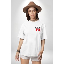 Neopolis Skyline Nissan Hızlı ve Öfkeli Fast Furious Beyaz Oversize Kadın Erkek Ön ve Sırt Baskılı T-Shirt