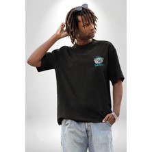 Neopolis Yalnız Siyah Oversize Kadın Erkek Ön ve Sırt Baskılı T-Shirt