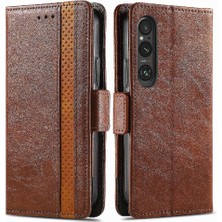 BDT Market Sony Xperia 1 V Çok Renkli Ekleme Iş Çoklu Kart Için Flip Case (Yurt Dışından)