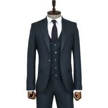 Wessi Ekose Ceketli Slim Fit Yeşil Erkek Takım Elbise - Wessi