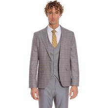 Wessi Ekose Ceketli Slim Fit Açık Mavi Erkek Takım Elbise - Wessi