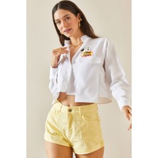 Xhan Beyaz Etiket Detaylı Çift Cepli Gömlek 5YXK2-48576-01