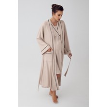 Artış Collection Kısa Kollu Esnek Viskon Hamile Sabahlık Gecelik Takım 16402