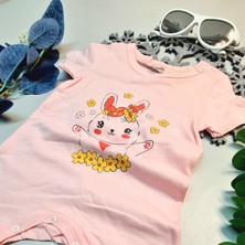 CemBebe Kız Bebek Yarım Kol Yazlık Kısa Paça Boyundan Alttan Çıtçıtlı Tulum
