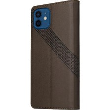 SZY Market Iphone 12 Için Flip Case Kickstand Üç Kart Yuvaları Premium Deri (Yurt Dışından)