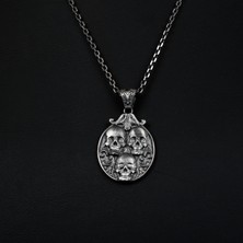 Emren Jewelry 925 Ayar Gümüş 3 Maymun Kuru Kafa Erkek Kolye