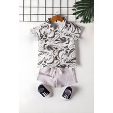 Miniğimin Cicileri Desenli Erkek Bebek Şortlu Müslin 2 li takım - Açık Gri
