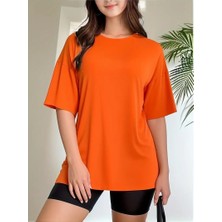 Woodroffe Kadın Basic Bisiklet Yaka Salaş Oversize Boyfriend T-Shirt