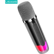 Usams Şarjlı Taşınabilir Rgb Bt5.3 360 Derece Stereo Bluetooth Hoparlör ve Kareoke Mikrofonu YX013