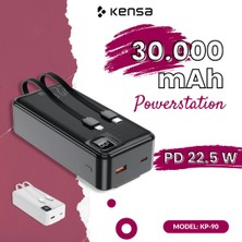 Kensa Powerbank 30.000 Mah Yeni Nesil Kendinden Kablolu 22.5 W Ultra Hızlı ve Güçlü Pd Qc 3.0