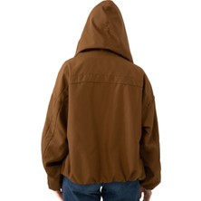 First Stops Kadın Taba Kapüşonlu Su ve Rüzgar Geçirmez Cepli Içi Astarlı Oversize Mevsimlik Yağmurluk