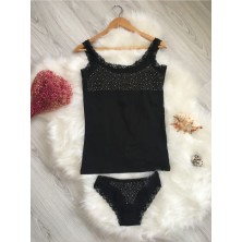 Altınay Taşlı Dantelli Külot Atlet Takım