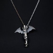 Emren Jewelry 925 Ayar Gümüş Kılıçlı Ejderha Erkek Kolye