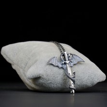 Emren Jewelry 925 Ayar Gümüş Kılıçlı Ejderha Erkek Kolye