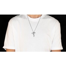 Emren Jewelry 925 Ayar Gümüş Kılıçlı Ejderha Erkek Kolye