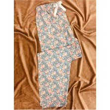 Altınay Çiçek Motifli Cepsiz Viskon Yazlık Kadın Pijama Altı