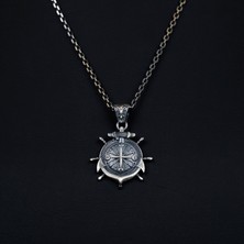 Emren Jewelry 925 Ayar Gümüş Gemi Dümeni Erkek Kolye