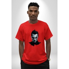 Angemiel Yeni Nesil Joker Pamuklu Bisiklet Yaka Kadın Erkek Oversize Boyfriend Dijital Baskılı Kırmızı T-Shirt