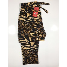 Altınay Leopar Desenli Cepli Süet Kışlık Pijama Altı 2021-S10