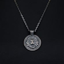 Emren Jewelry 925 Ayar Gümüş Madalyon Aslan Erkek Kolye