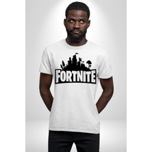 Angemiel Fortnite Kadın Erkek Unisex Beyaz Organik Baskılı T-Shirt Penye Yüksek Kalite