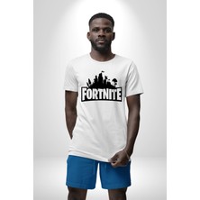 Angemiel Fortnite Kadın Erkek Unisex Beyaz Organik Baskılı T-Shirt Penye Yüksek Kalite