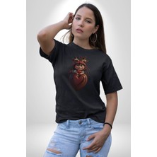Angemiel Çikolata Kız Kalbi Kadın Erkek Unisex Siyah Organik Baskılı T-Shirt Penye Yüksek Kalite