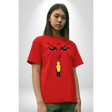 Angemiel Pennywise Vs Georgie Korku Filmi Pamuklu Bisiklet Yaka Kadın Erkek Oversize Boyfriend Dijital Baskılı Kırmızı T-Shirt