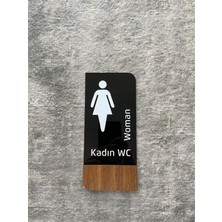 Yön Reklam Timber Serisi Kadın Wc Yönlendirme Levhası