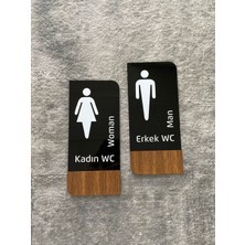 Yön Reklam Timber Serisi Erkek Kadın Wc Set Yönlendirme Levhası