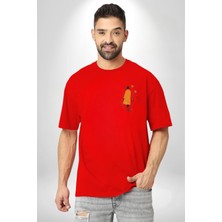 Angemiel Yalnız Kadına Şiddete Hayır Kırmızı Oversize Kadın Erkek Ön ve Sırt Baskılı T-Shirt