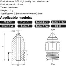 Creality  Cr-6 Se-Max-Ender 3 S1 Uyumlu Sertleştirilmiş Çelik Nozzle(0.4mm)