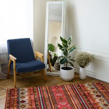 Linos Home Vintage Şönil Pamuk Dokuma Taban Kilim Yıkanabilir Oturma Odası Salon Koridor Halısı